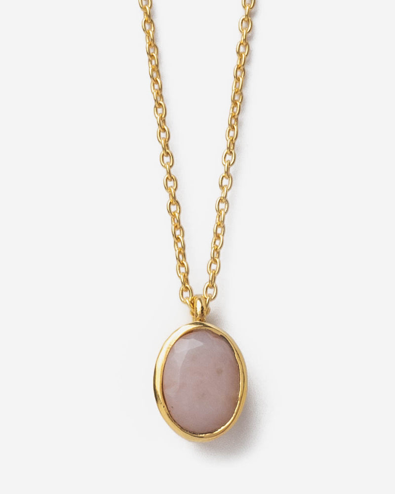 Halskette mit ovalem Anhänger 9 mm - Rosa Opal