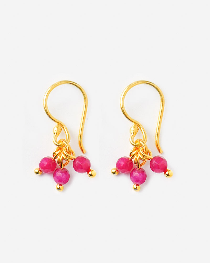 Ohrhänger mit 3 Miniperlen Pink Jade