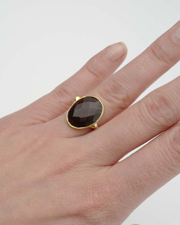 Ring Oval 17 mm - Red Tiger Eye (Rot-Braun)