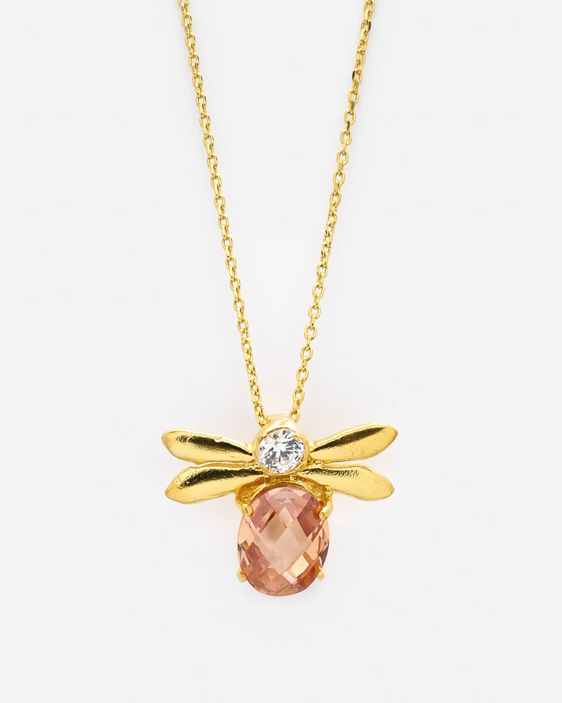 Halskette Honeybee mit Citrine und Bergkristall