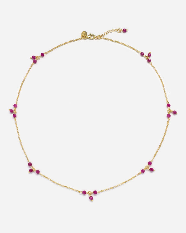 Halskette Beads mit pinkem Jadestein