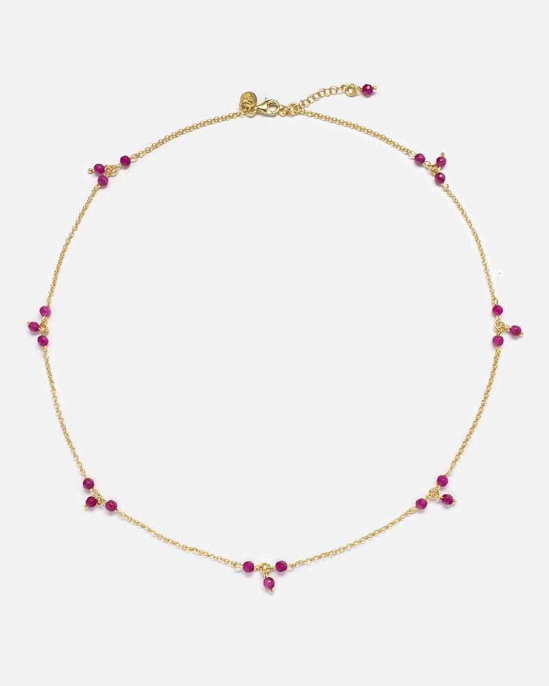 Halskette Beads mit pinkem Jadestein