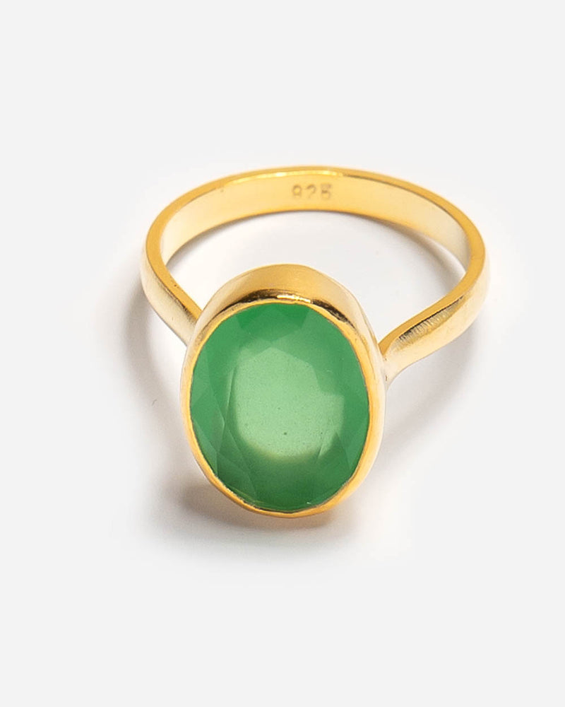 Ring mit ovalem, grünem Aventurin
