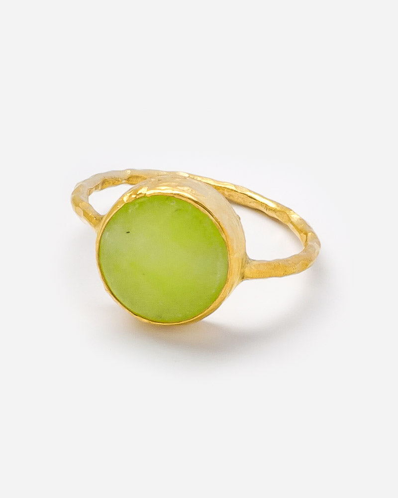 Ring Plate 11 mm mit grüner Peridot Jade