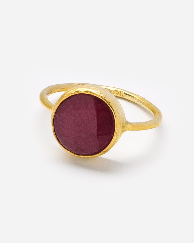 Ring Plate 11 mm mit roter Jade