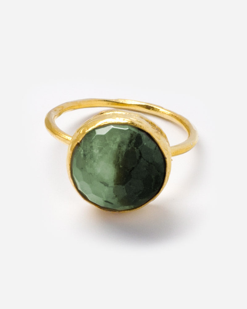 Ring Plate 14 mm mit grünem Granat