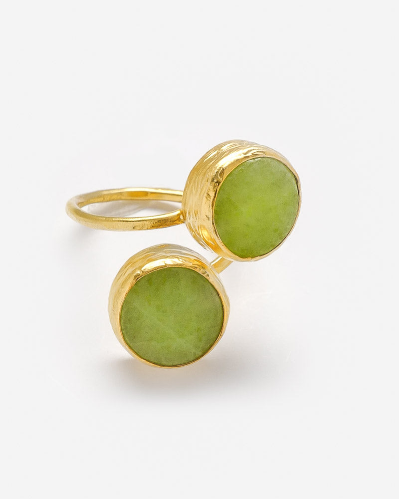 Ring Double mit grüner Peridot Jade