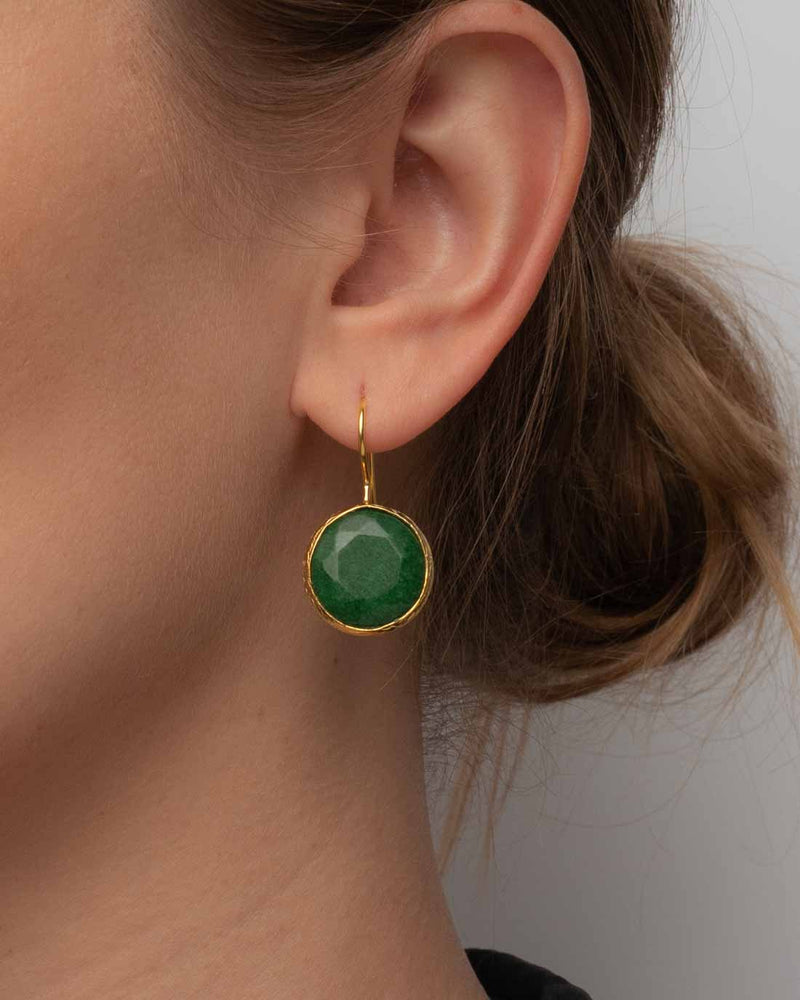 Ohrhänger Plate 17 mm mit grüner Jade