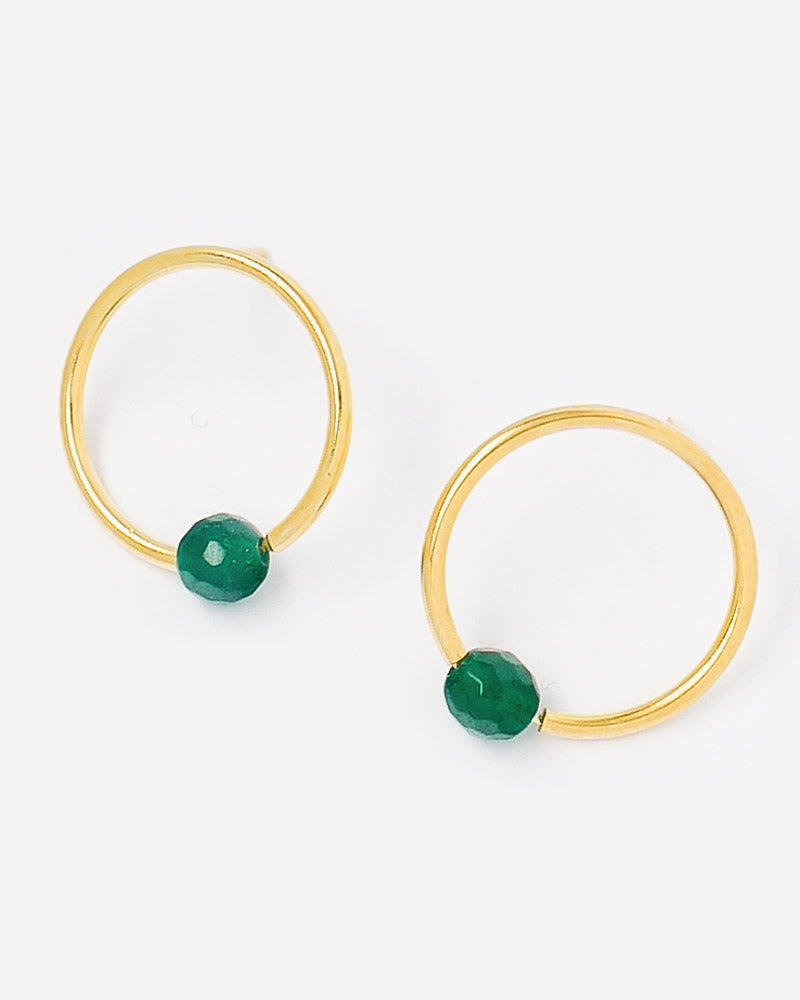 Ohrstecker Circle 25 mm mit grüner Jadeperle