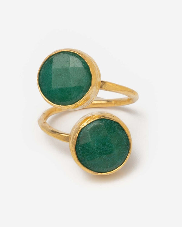 Ring Double mit grüner Jade